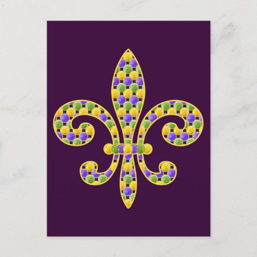 Mardi Gras bead Fleur de lis Briefkaart (Voorkant)