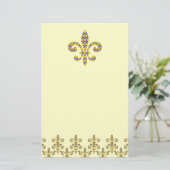 Mardi Gras bead Fleur de lis Briefpapier (Staand voorkant)