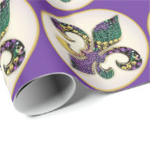 Mardi Gras Bead Fleur de lis Cadeaupapier (Rol Hoek)
