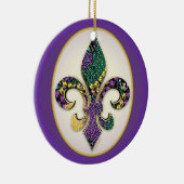 Mardi Gras Bead Fleur de lis Keramisch Ornament (Rechts)