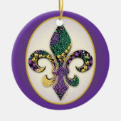 Mardi Gras Bead Fleur de lis Keramisch Ornament (Voorkant)