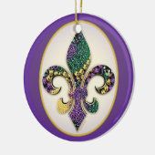 Mardi Gras Bead Fleur de lis Keramisch Ornament (Links)