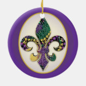 Mardi Gras Bead Fleur de lis Keramisch Ornament (Achterkant)