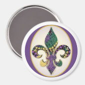 Mardi Gras Bead Fleur de lis Magneet (Voorkant / Achterkant)