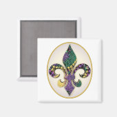 Mardi Gras Bead Fleur de lis Magneet (Voorkant / Achterkant)