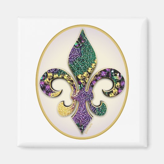 Mardi Gras Bead Fleur de lis Magneet (Voorkant)