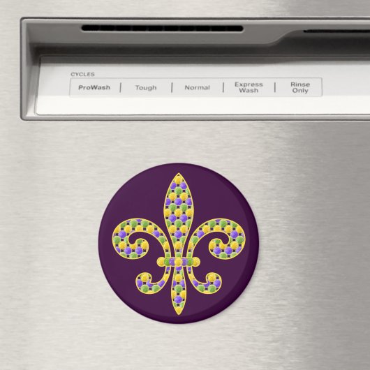 Mardi Gras bead Fleur de lis Magneet (Insitu (Vaatwasser))