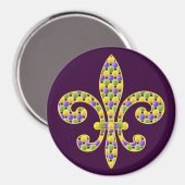 Mardi Gras bead Fleur de lis Magneet (Voorkant / Achterkant)
