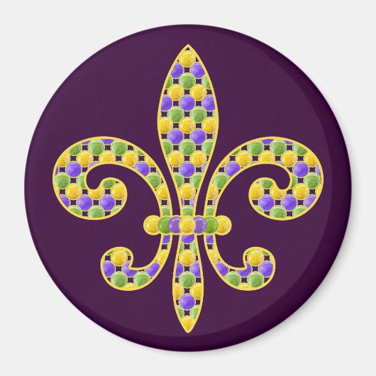 Mardi Gras bead Fleur de lis Magneet (Voorkant)