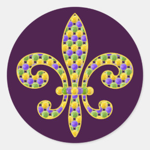 Mardi Gras bead Fleur de lis Ronde Sticker