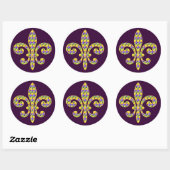 Mardi Gras bead Fleur de lis Ronde Sticker (Vel)