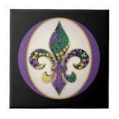 Mardi Gras Bead Fleur de lis Tegeltje (Voorkant)