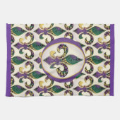 Mardi Gras Bead Fleur de lis Theedoek (Horizontaal)