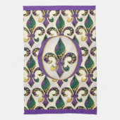 Mardi Gras Bead Fleur de lis Theedoek (Verticaal)