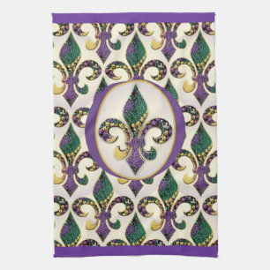 Mardi Gras Bead Fleur de lis Theedoek