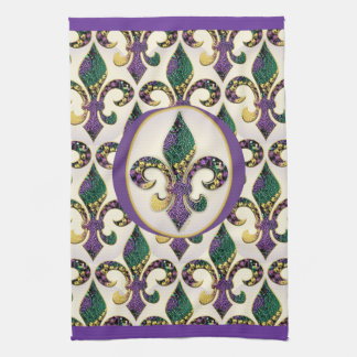 Mardi Gras Bead Fleur de lis Theedoek
