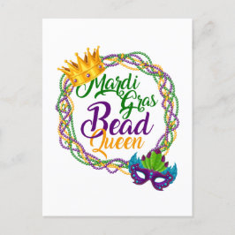Mardi Gras Bead Queen Fat Dinsdag Briefkaart