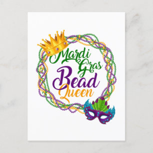 Mardi Gras Bead Queen Fat Dinsdag Briefkaart