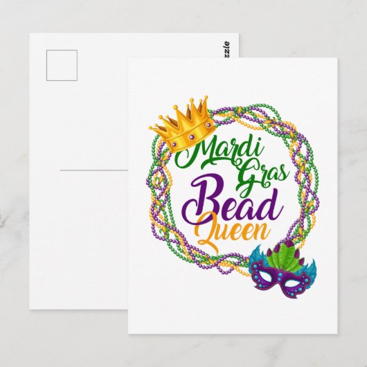 Mardi Gras Bead Queen Fat Dinsdag Briefkaart (Voorkant / Achterkant)