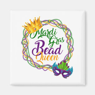 Mardi Gras Bead Queen Fat Dinsdag Magneet