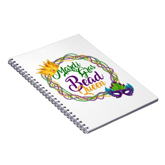 Mardi Gras Bead Queen Fat Dinsdag Notitieboek (Rechterzijde)