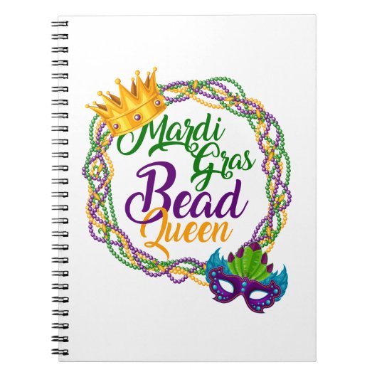 Mardi Gras Bead Queen Fat Dinsdag Notitieboek (Voorkant)