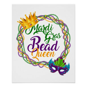 Mardi Gras Bead Queen Fat Dinsdag Perfect Poster