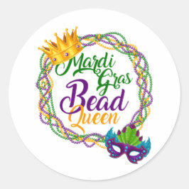 Mardi Gras Bead Queen Fat Dinsdag Ronde Sticker