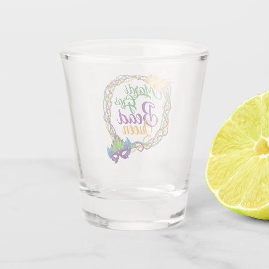 Mardi Gras Bead Queen Fat Dinsdag Shot Glas (Achterkant)