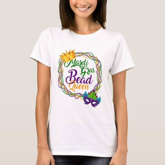 Mardi Gras Bead Queen Fat Dinsdag T-shirt (Voorkant)