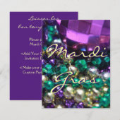Mardi Gras Bead stuurt Aangepaste uitnodigingskaar Kaart (Voorkant / Achterkant)