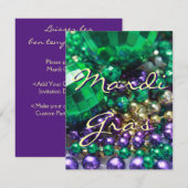 Mardi Gras Bead Throws Gepersonaliseerd partijuitn Kaart (Voorkant / Achterkant)
