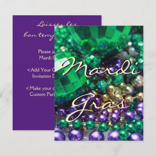 Mardi Gras Bead Throws Gepersonaliseerd partijuitn Kaart (Voorkant / Achterkant)