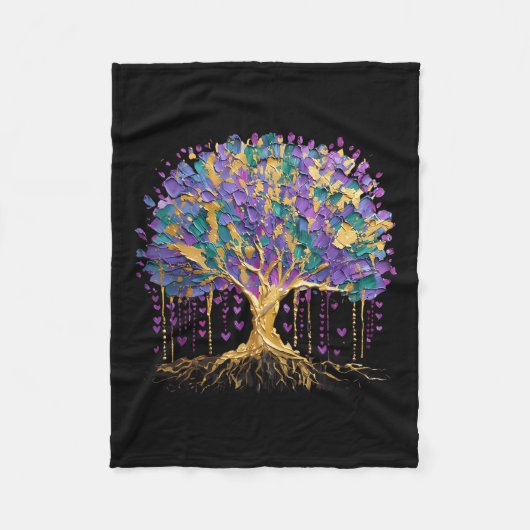 Mardi Gras Bead Tree Carnaval New Orleans 2025 Fleece Deken (Voorkant)