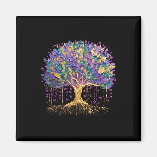 Mardi Gras Bead Tree Carnaval New Orleans 2025 Magneet (Voorkant)