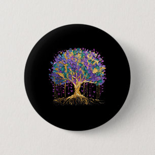 Mardi Gras Bead Tree Carnaval New Orleans 2025 Ronde Button 5,7 Cm