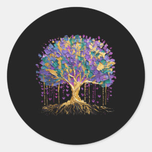 Mardi Gras Bead Tree Carnaval New Orleans 2025 Ronde Sticker