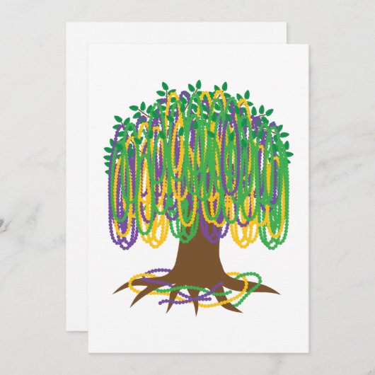 Mardi Gras Bead Tree Carnival Kaart (Voorkant / Achterkant)