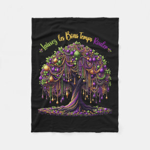 Mardi Gras Bead Tree Carnival New Orleans 2025 voo Fleece Deken