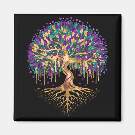 Mardi Gras Bead Tree Carnival New Orleans 2025 Wom Magneet (Voorkant)