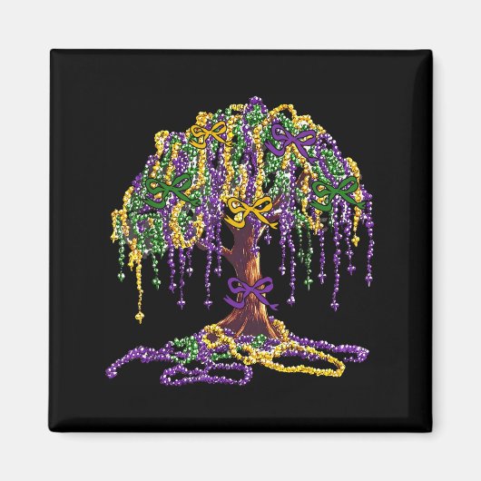 Mardi Gras Bead Tree Carnival New Orleans Women Me Magneet (Voorkant)