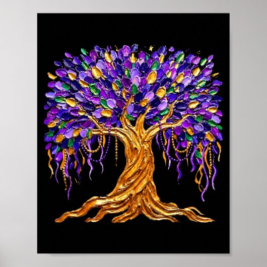Mardi Gras Bead Tree Carnival New Orleans Women Me Poster (Voorkant)