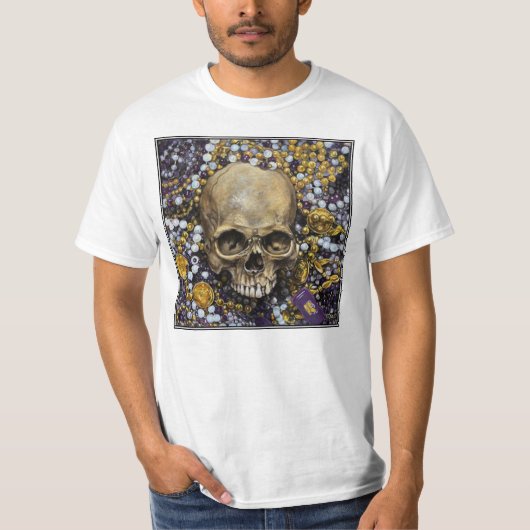Mardi Gras Beads and Skull T-shirt (Voorkant)
