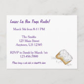 Mardi Gras Beads Beignet Mask Party Invitation Uitnodiging Briefkaart (Achterkant)