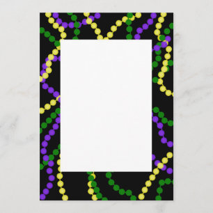 Mardi Gras Beads Border Uitnodiging