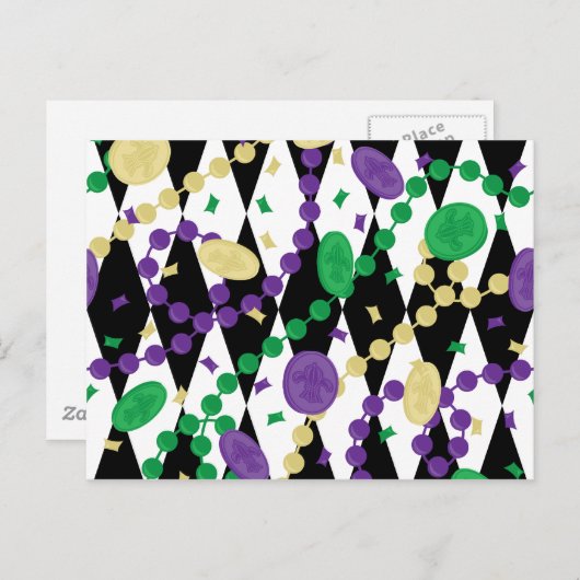 Mardi Gras Beads Briefkaart (Voorkant / Achterkant)