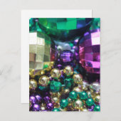 Mardi Gras Beads Briefkaart Invitations Sjablonen (Voorkant / Achterkant)