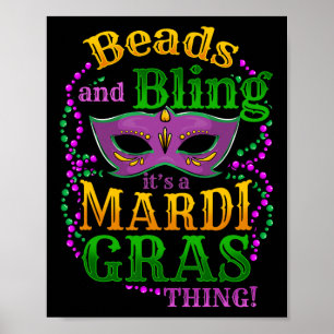 Mardi Gras Beads en Bling Het is een Mardi Gras Di Poster