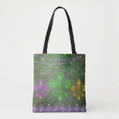 Mardi Gras Beads en Diamond Fleur de Lis Tote Bag (Voorkant)