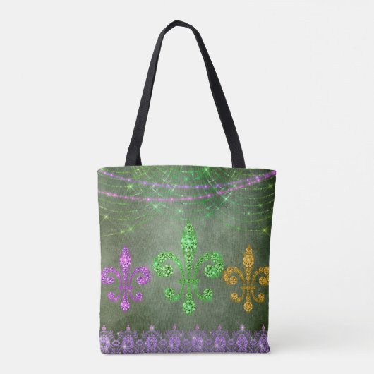 Mardi Gras Beads en Diamond Fleur de Lis Tote Bag (Achterkant)
